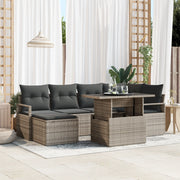 Set di Divani da Giardino  con Cuscini Rattan Grigio Poliestere
