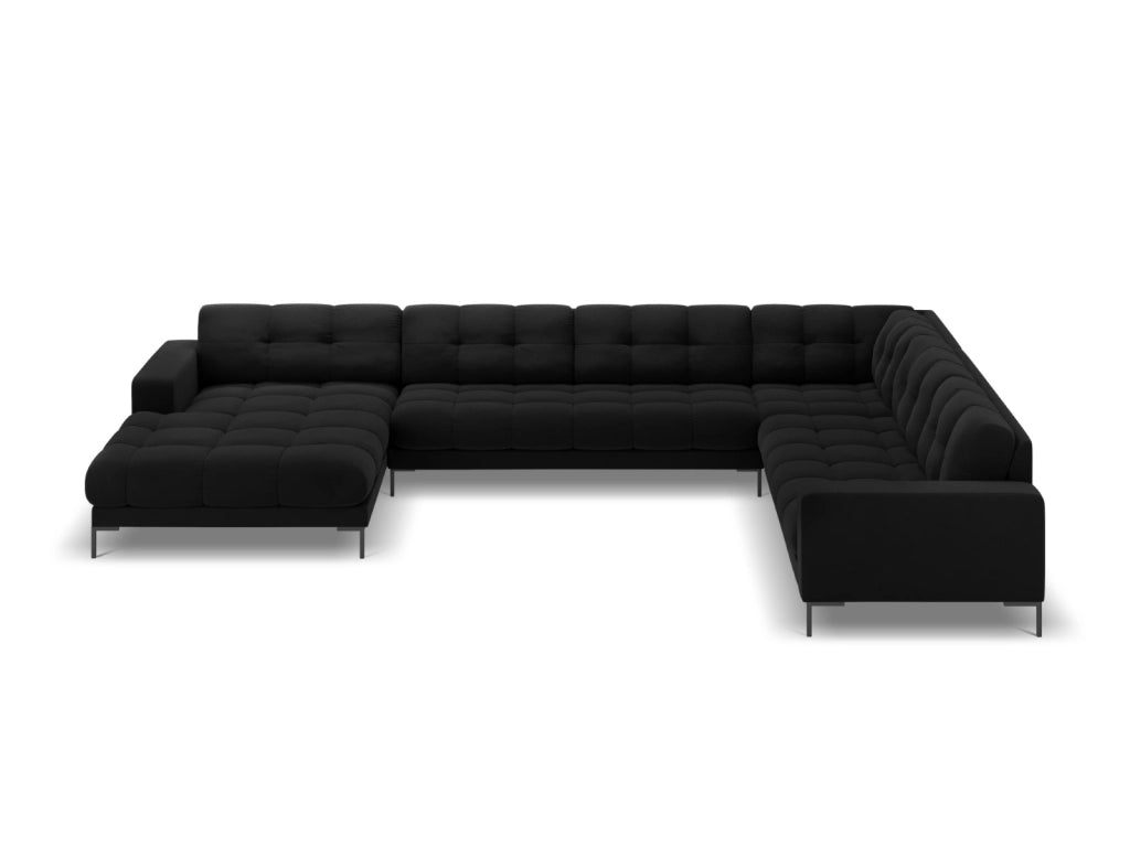 Cosmopolitan Design - Divano panoramico destro "Bali" 7 posti in velluto nero 