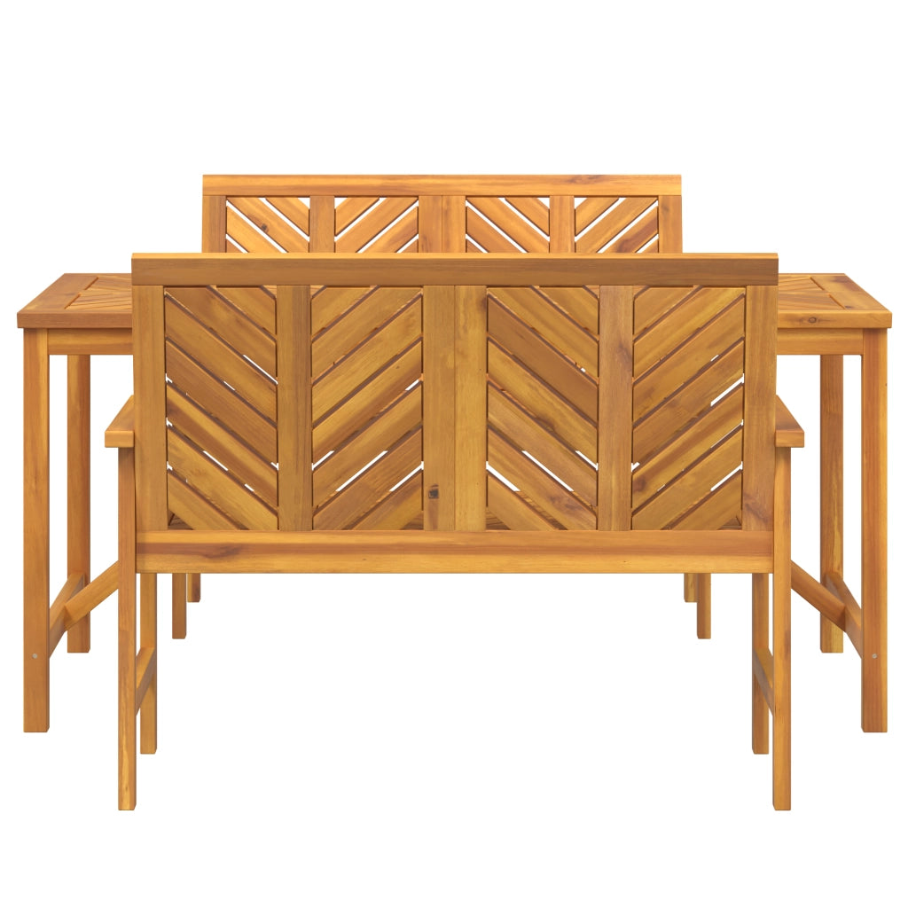 Set da pranzo da giardino in legno massello d'acacia 3 pezzi