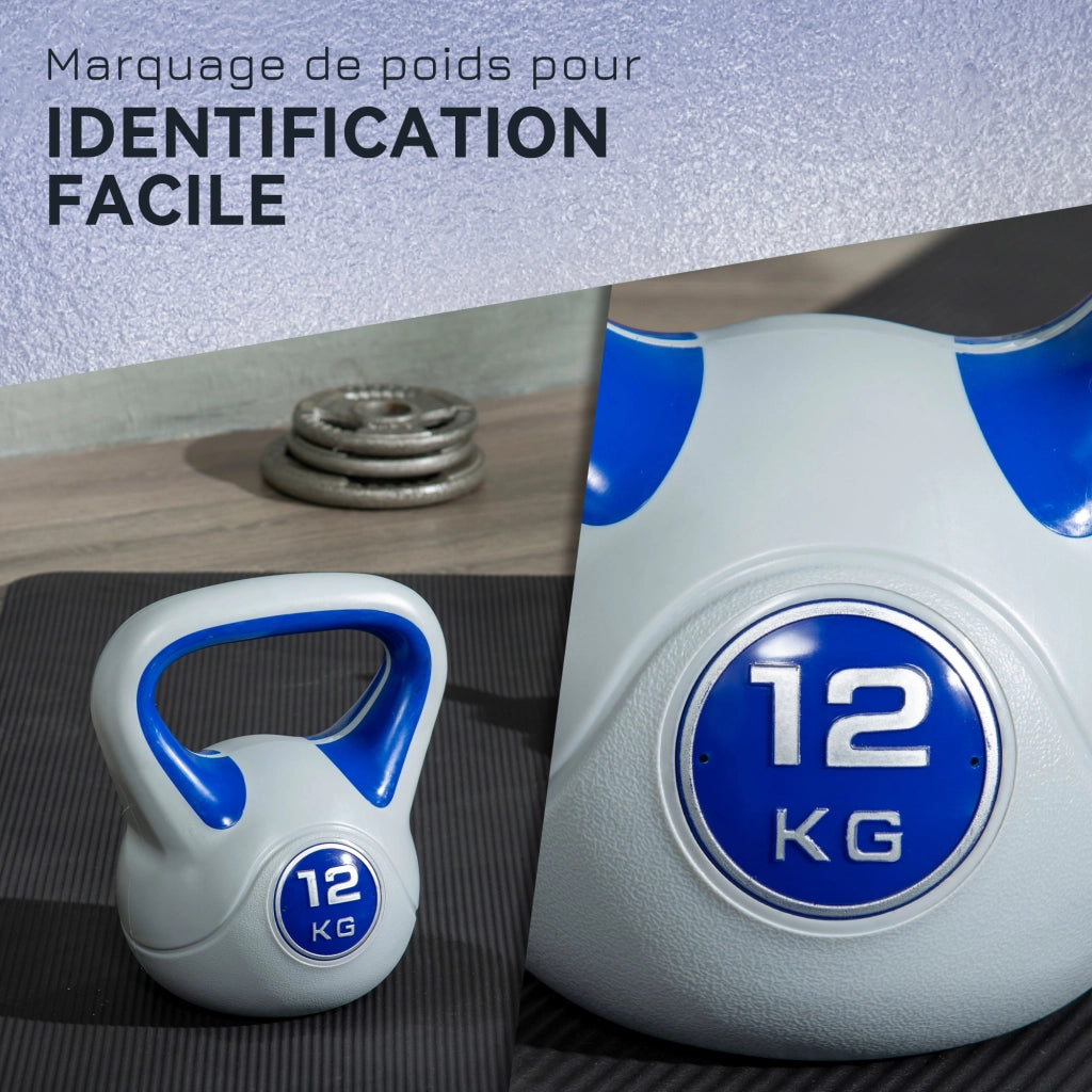 Kettlebell 12 kg ¨C Xylo ¨C Impugnatura Ergonomica, Blu, 24x17x28 cm