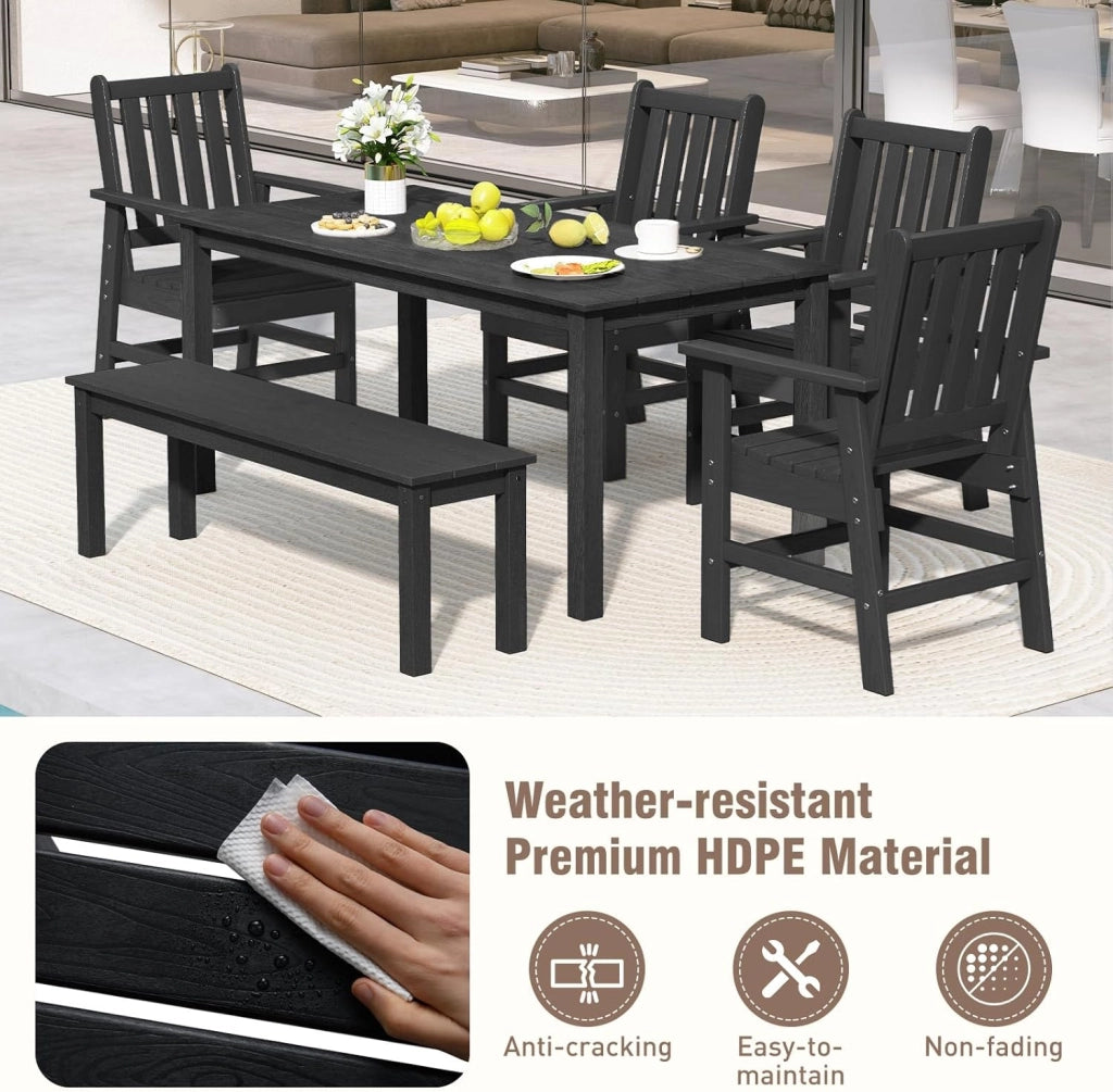 Sedie da giardino con design a lamelle, sedie da campeggio con schienale inclinato e braccioli, sedie da terrazza per veranda, balcone (nero)