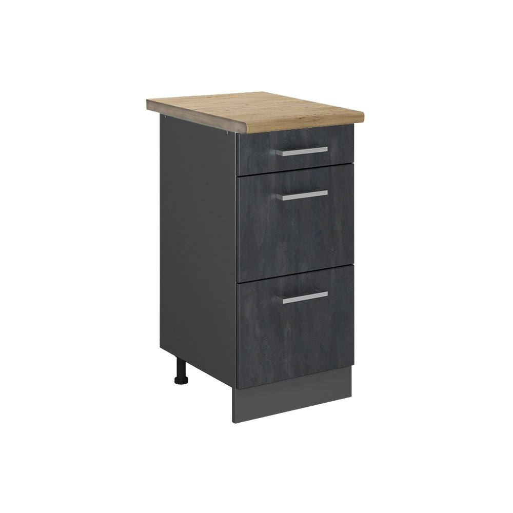 Vicco Mobiletto base per cucina Calcestruzzo nero 40 cm PT Rovere