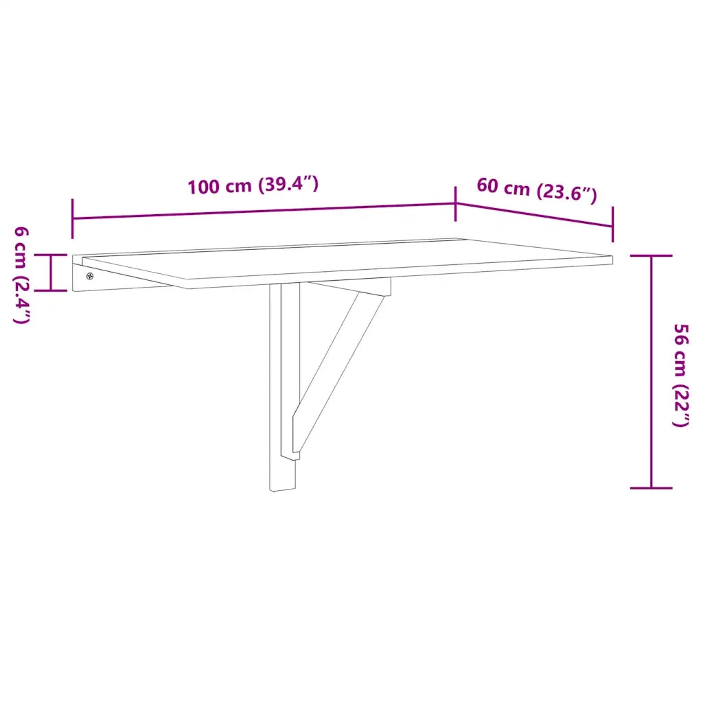 Tavolo Pieghevole da Parete Colore Rovere 100x60 cm CFW8503901