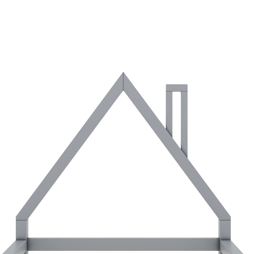 LETTO per bambini a forma di casa 90x200 cm Grigio in legno di pino e MDF
