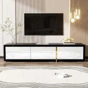 Mobile TV girevole, Lunghezza variabile, 140-260x40x30 cm, Bianco e Nero