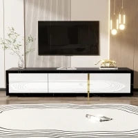 Mobile TV girevole, Lunghezza variabile, 140-260x40x30 cm, Bianco e Nero