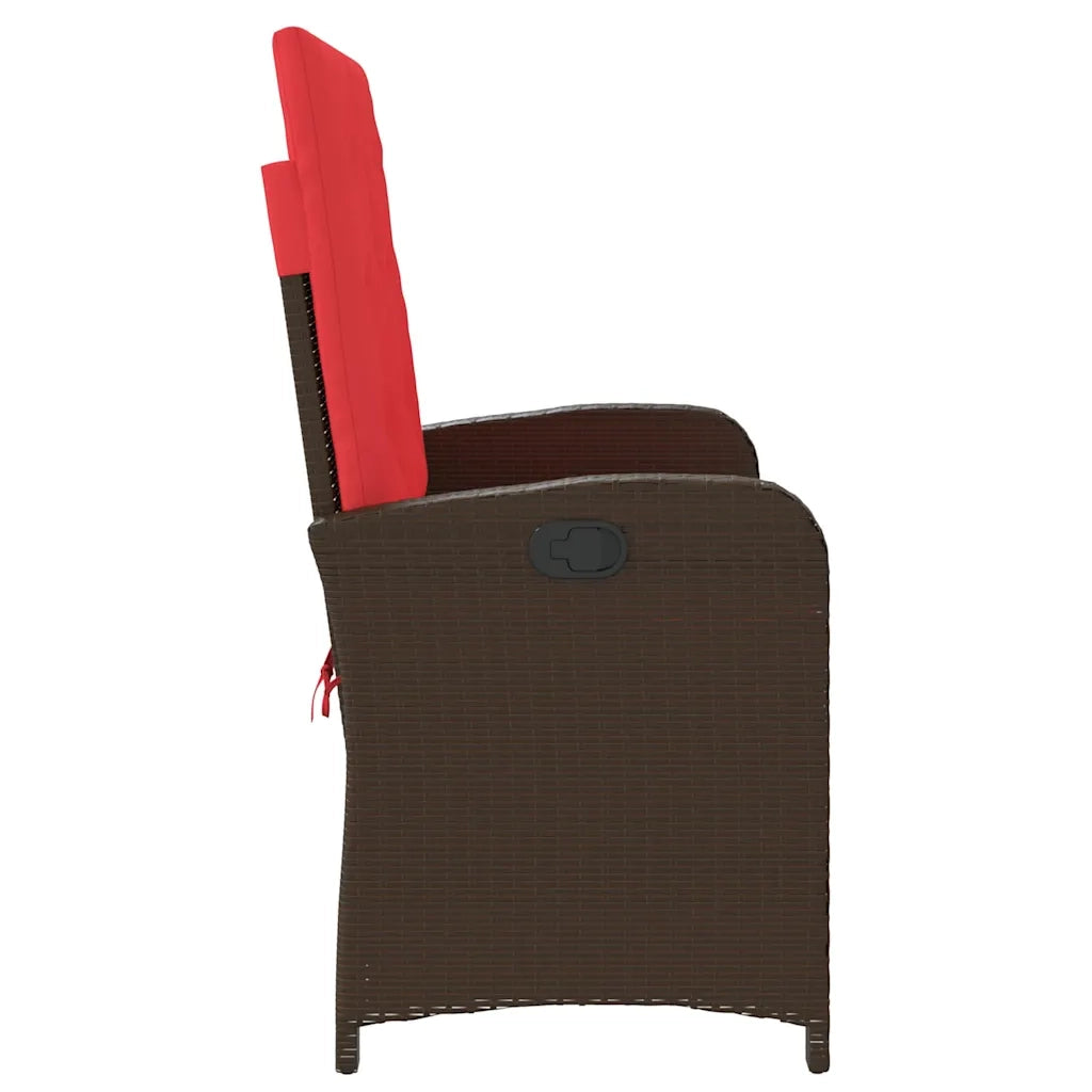 Panca Reclinabile da Giardino con Cuscini Marrone in Polyrattan 368222