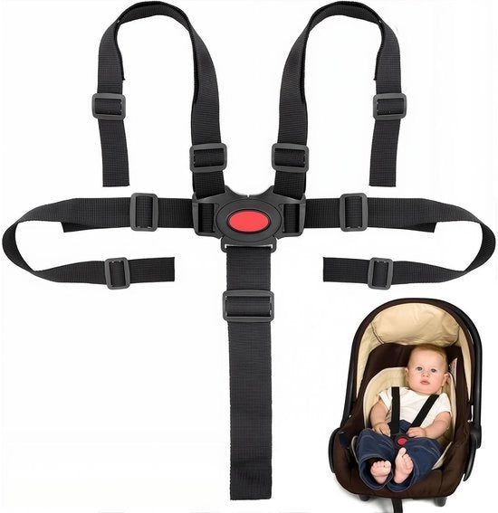 Cinturone di sicurezza 5 punti regolabile - Cinturino universale - Sedile per bambini/carrello - Leggero/portatile - Gancio stabile - Cinturino in nylon di alta qualità - Sedile per bambini