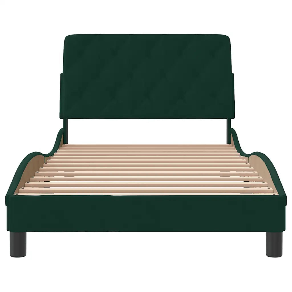 Giroletto senza Materasso Verde Scuro 100x200 cm in Velluto