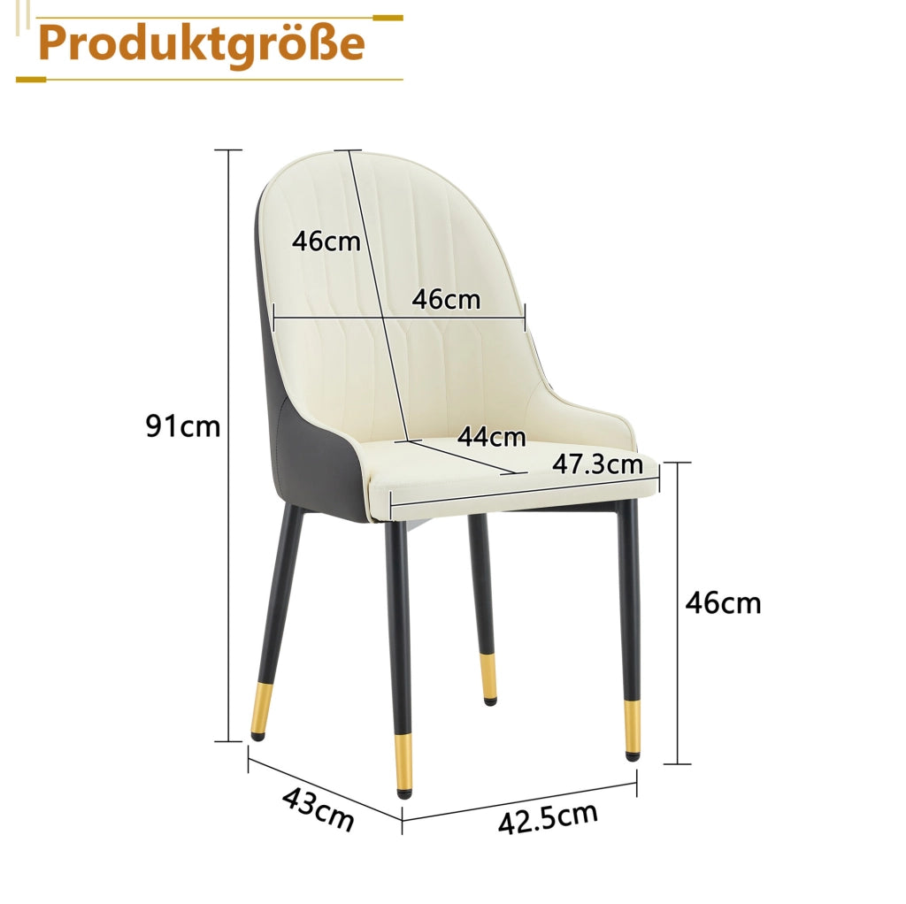 Set di 2 sedie da pranzo 91 cm con schienale a fulmine in PU e metallo grigio scuro e bianco nero