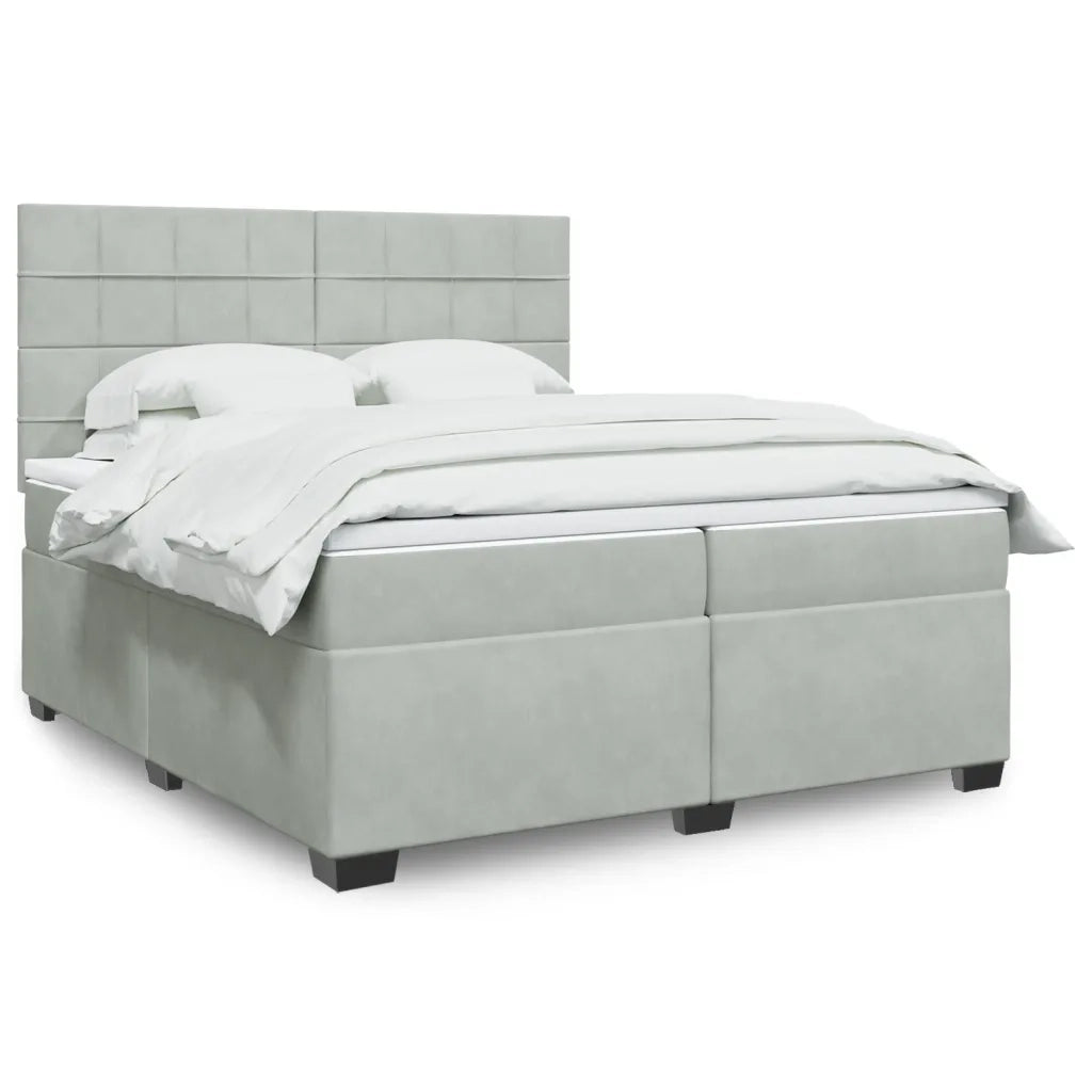 Giroletto a Molle con Materasso Grigio Chiaro 200x200cm Velluto