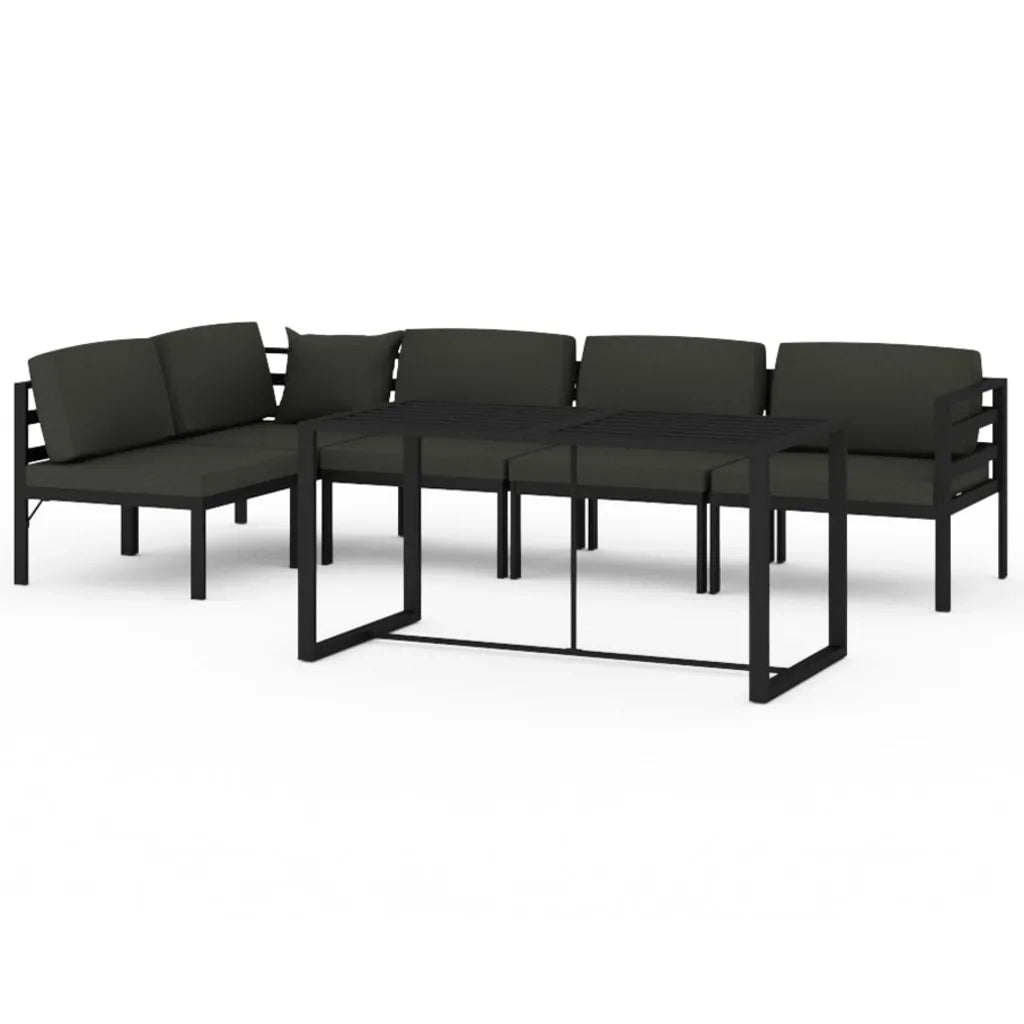 Set Divani da Giardino 6 pz con Cuscini in Alluminio Antracitecod mxl 73614