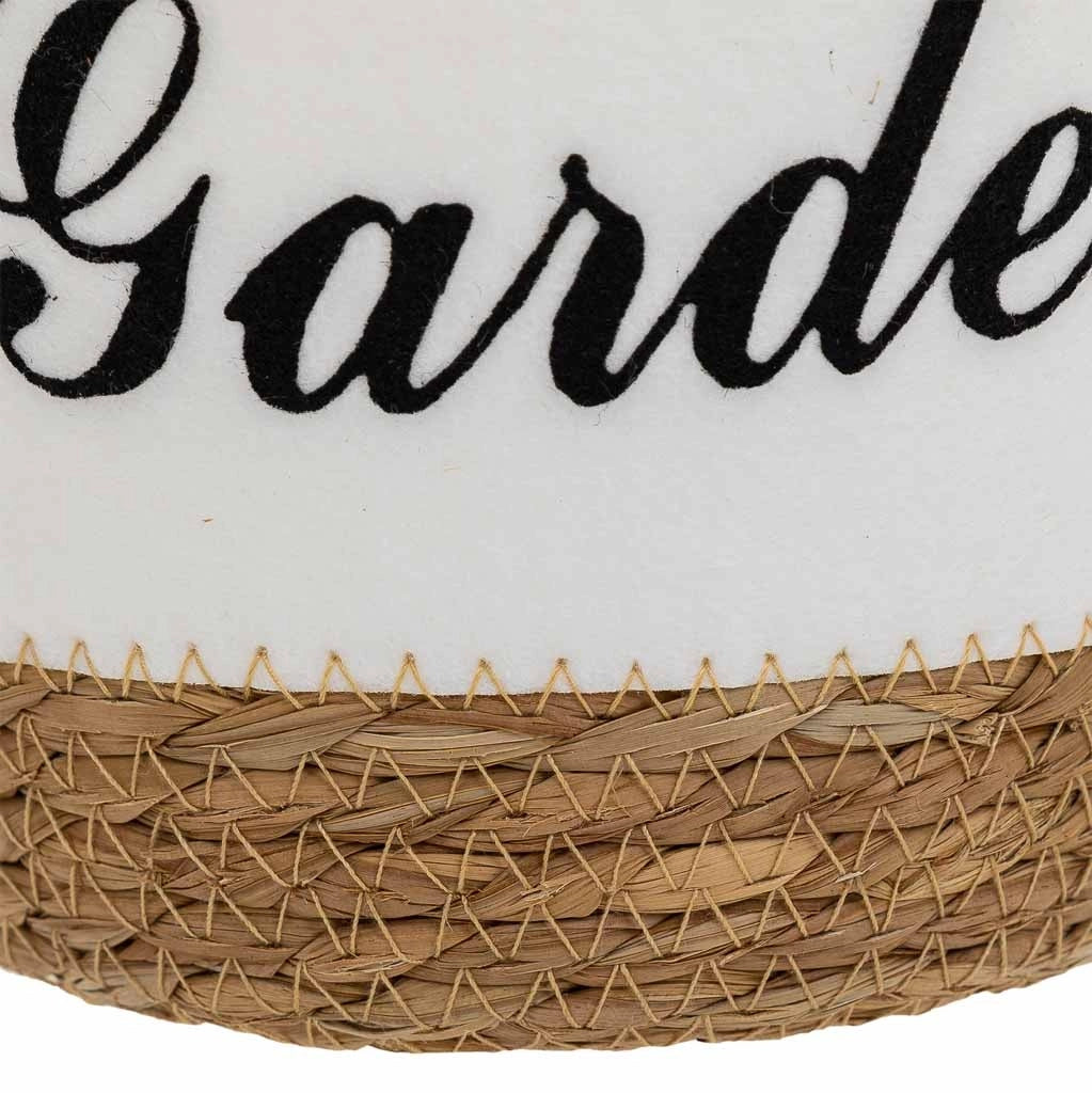 Cestino in fibra naturale e cotone bianco D20x17