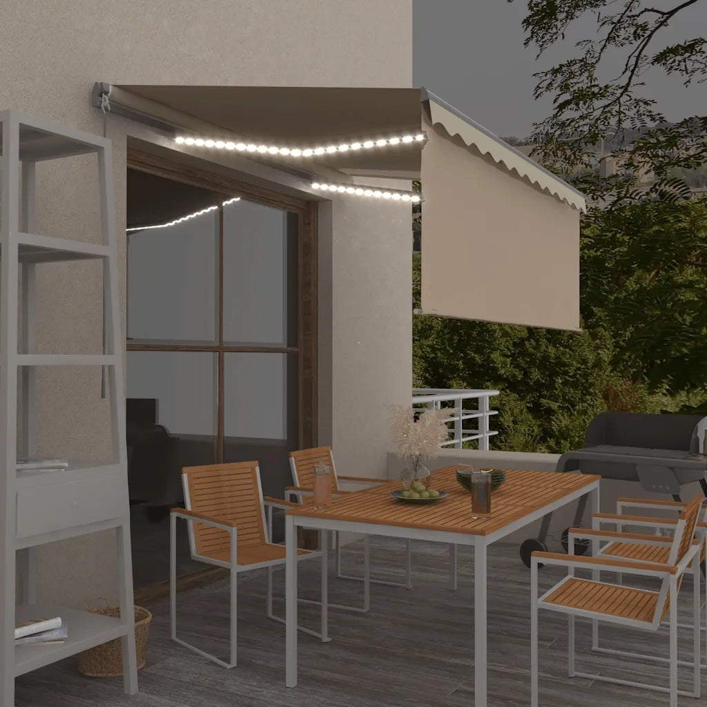 Tenda da Sole Retrattile Manuale con LED 3,5x2,5 m Crema 3069402