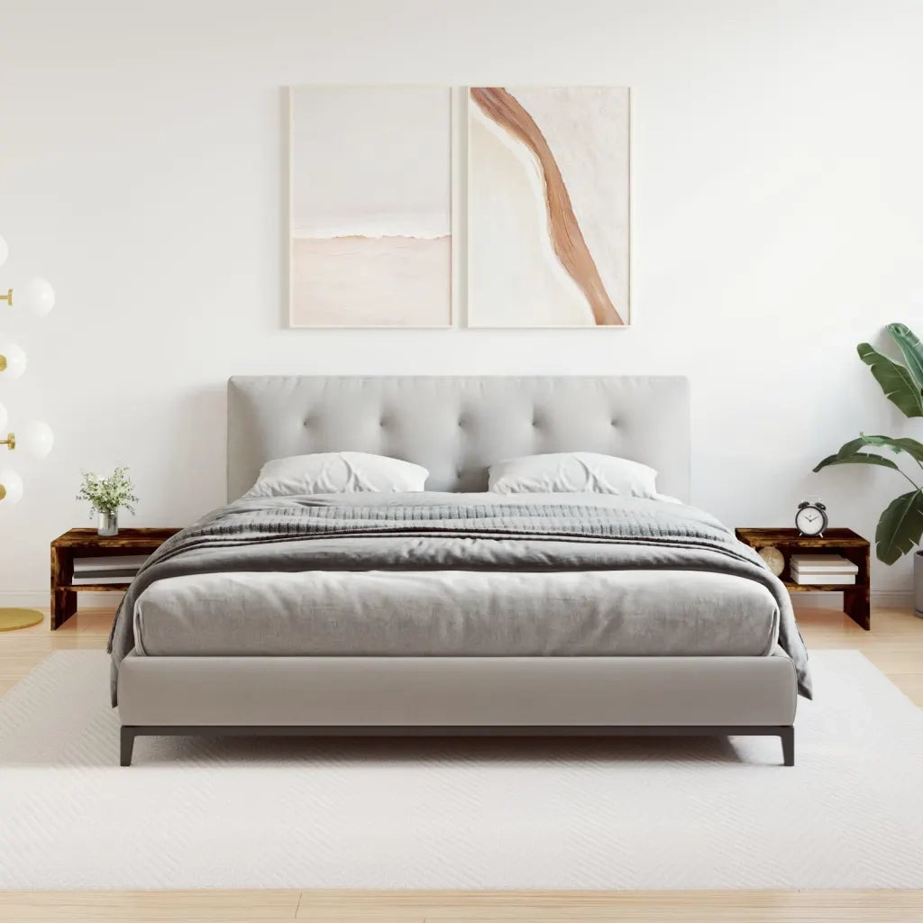 Set di 2 Comodini | Armadio da Notte | Mobiletto da notte Rovere Fumo 40x30x30 cm Legno Multistrato