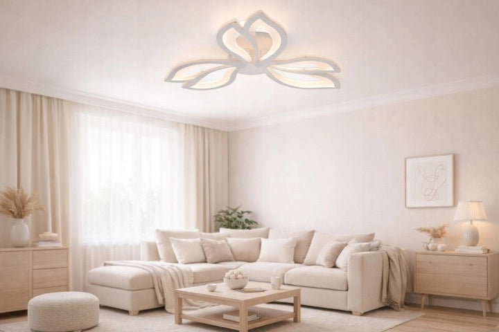 Plafoniera LED Vargo 3 luci foglie bianche metallo