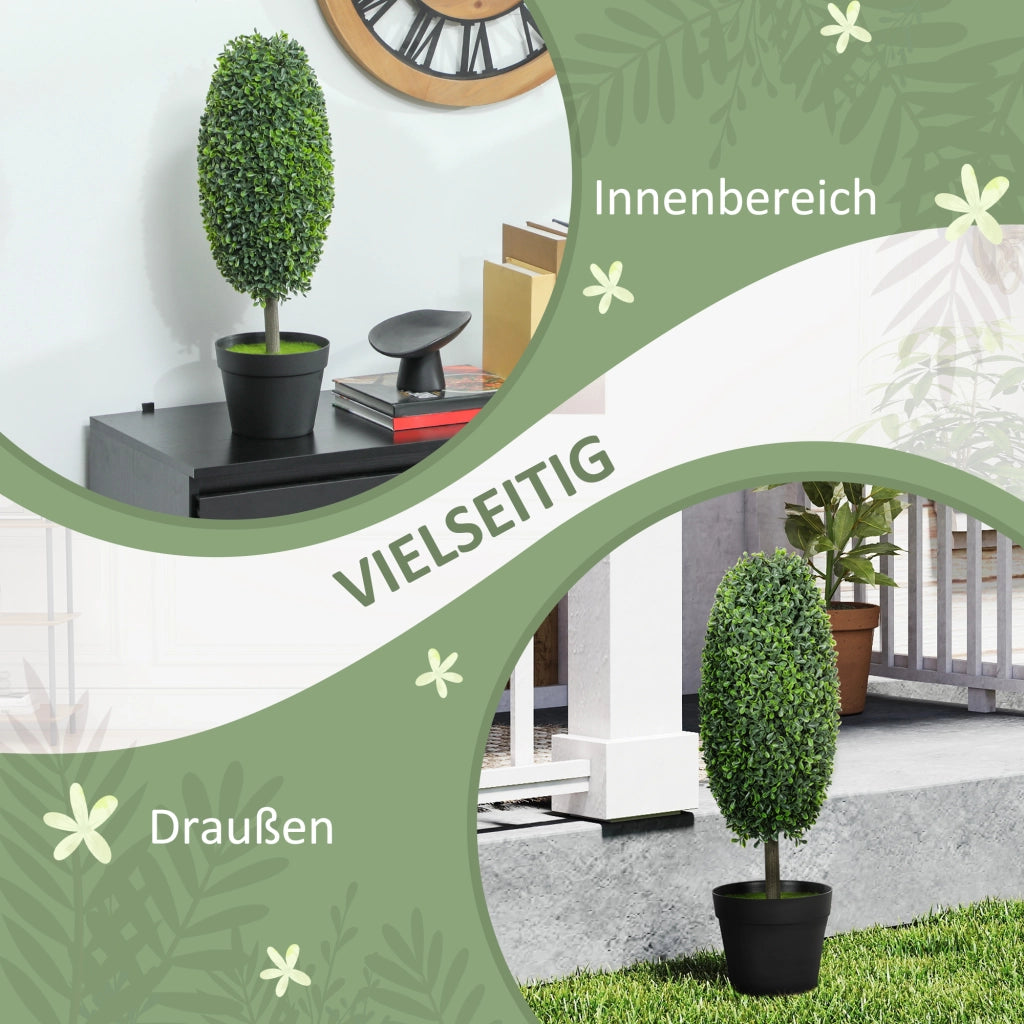 Set 2 piante artificiali in vaso, UV resistenti, plastica e cemento, verde ¨C zephmum