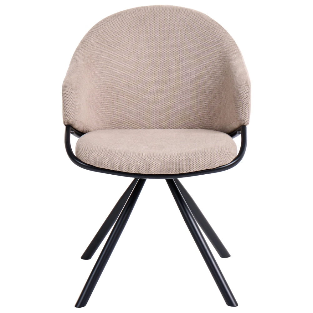 Set di 2 sedie da pranzo in stile scandinavo con rivestimento in tessuto idrorepellente per soggiorno e sala da pranzo tortora gambe nere