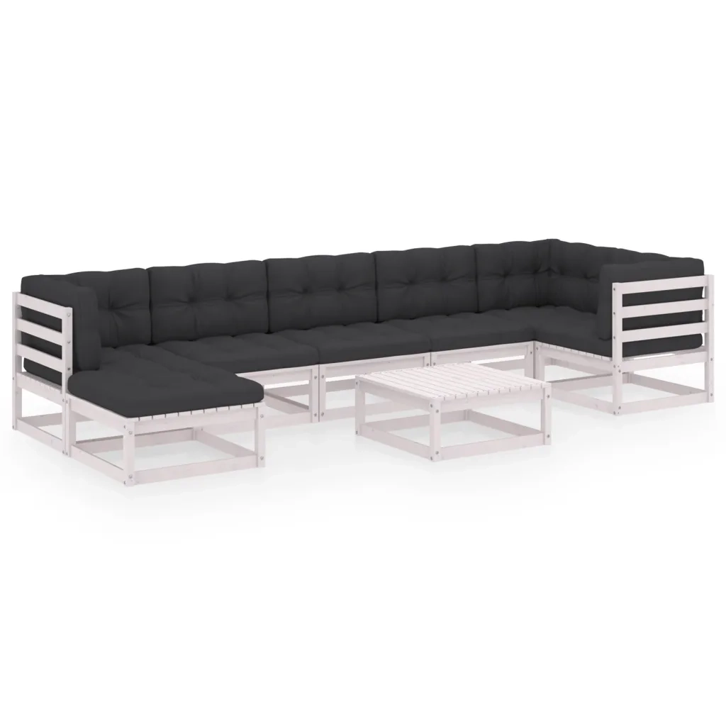 Set Divani da Giardino 8 pz con Cuscini Legno Massello di Pino cod mxl 54077