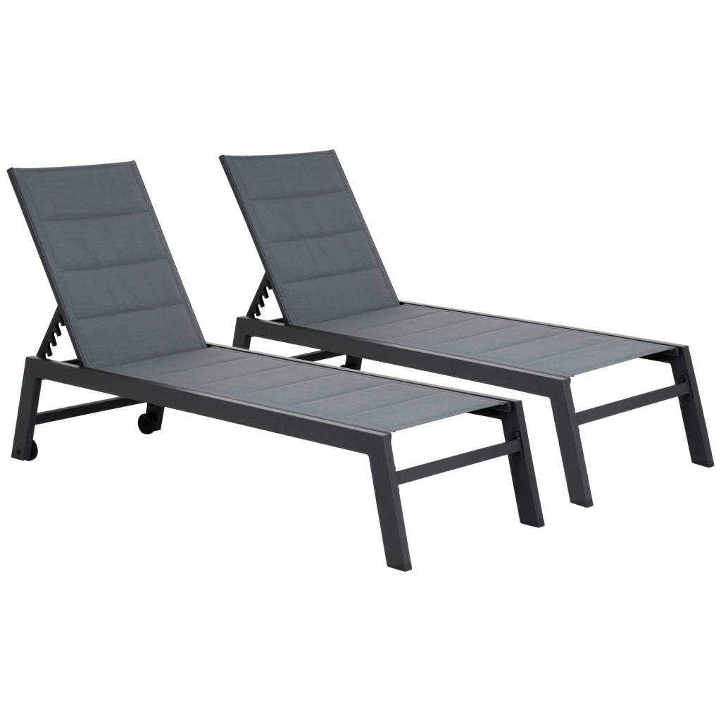 Set di 2 lettini BARBADOS in textilene grigio - alluminio grigio antracite