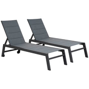 Set di 2 lettini BARBADOS in textilene grigio - alluminio grigio antracite
