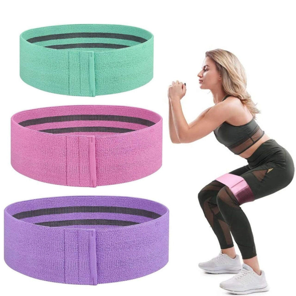 Trade Shop - 3 Fasce Elastiche In Stoffa Per Esercizi Fisici Joga Ginnastica Palestra 25x5 Cm -