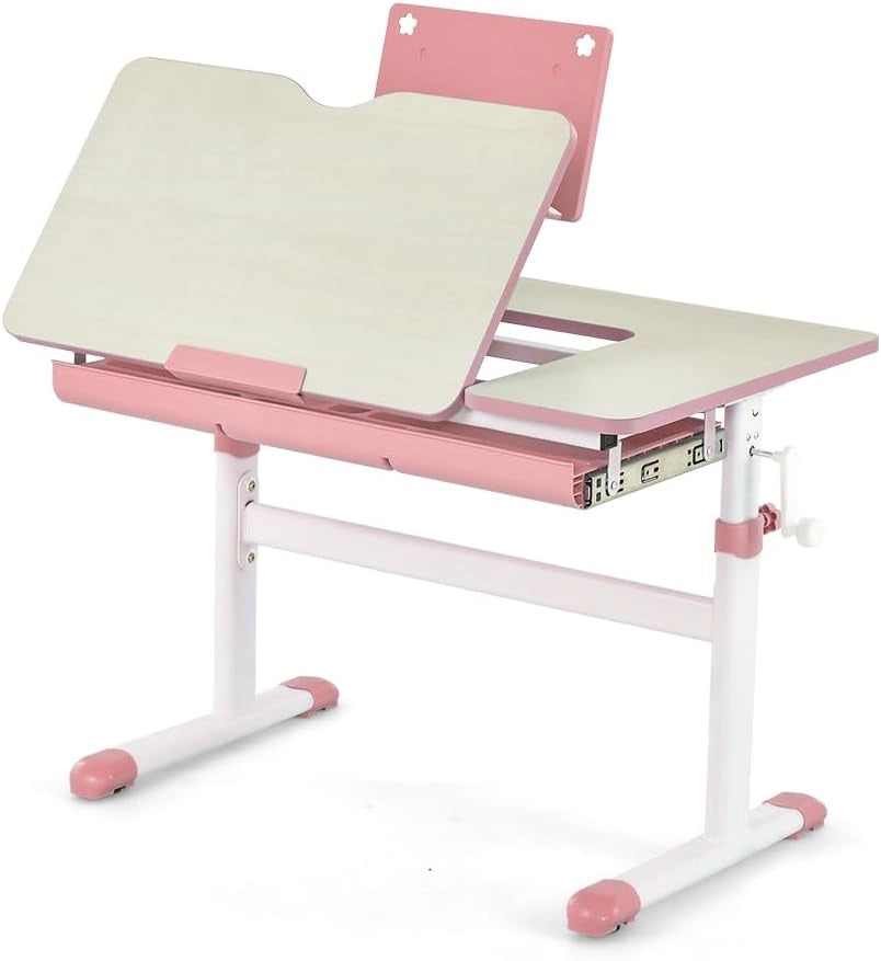Scrivania per bambini, tavolo per bambini, altezza regolabile, grande vassoio inclinabile a 7 livelli, cassetto portaoggetti, 80 x 51,5 x 51-73 cm, per studio, lettura, disegno, regalo per