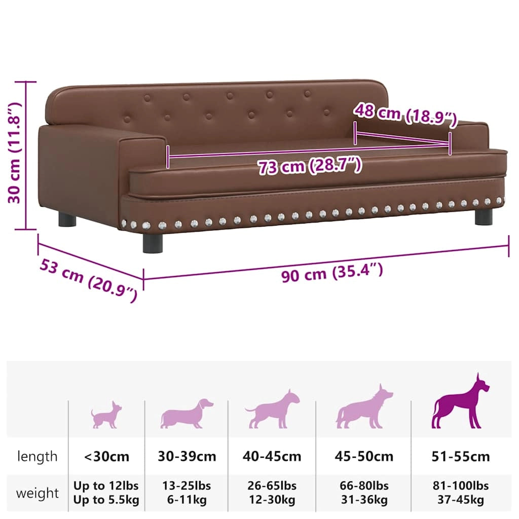 Cuccia per cani comoda cesta da divano 90 x 53 x 30 cm similpelle marrone 02_0042977