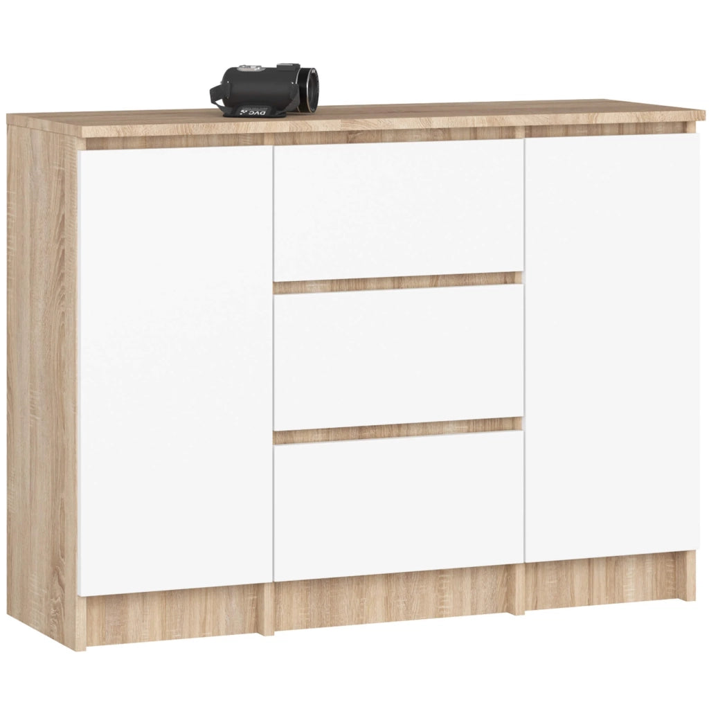 Cassettiera AKORD K100 Quercia Sonoma 101 cm 2 ante 3 cassetti inserto frontale Bianco 101x35x76 cm