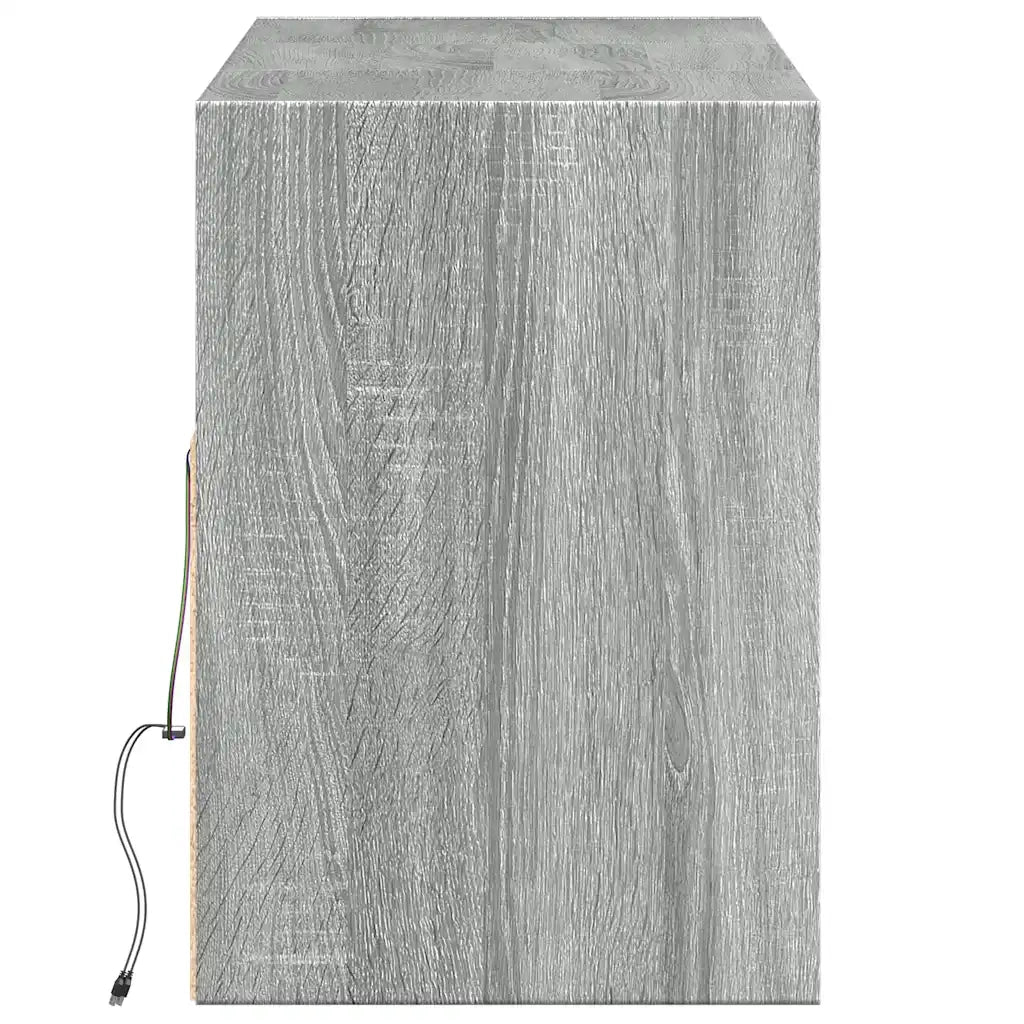 Mobile TV a Parete con Luci LED Grigio Sonoma 130x31x45 cm