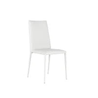 E-STYLO Sedia in similpelle bianco con gambe in metallo bianco, imbottita, impilabile, 40cm X 42cm H. 96cm.