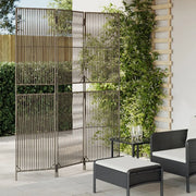 Divisorio per Ambienti | Divider per stanze | Paravento a 3 Pannelli Grigio in Polyrattan