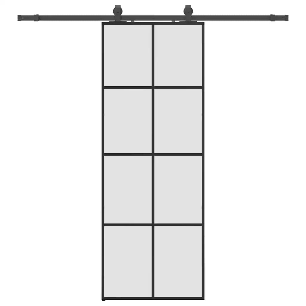 Porta Scorrevole con Ferramenta Nera 76x205 cm in Vetro ESG