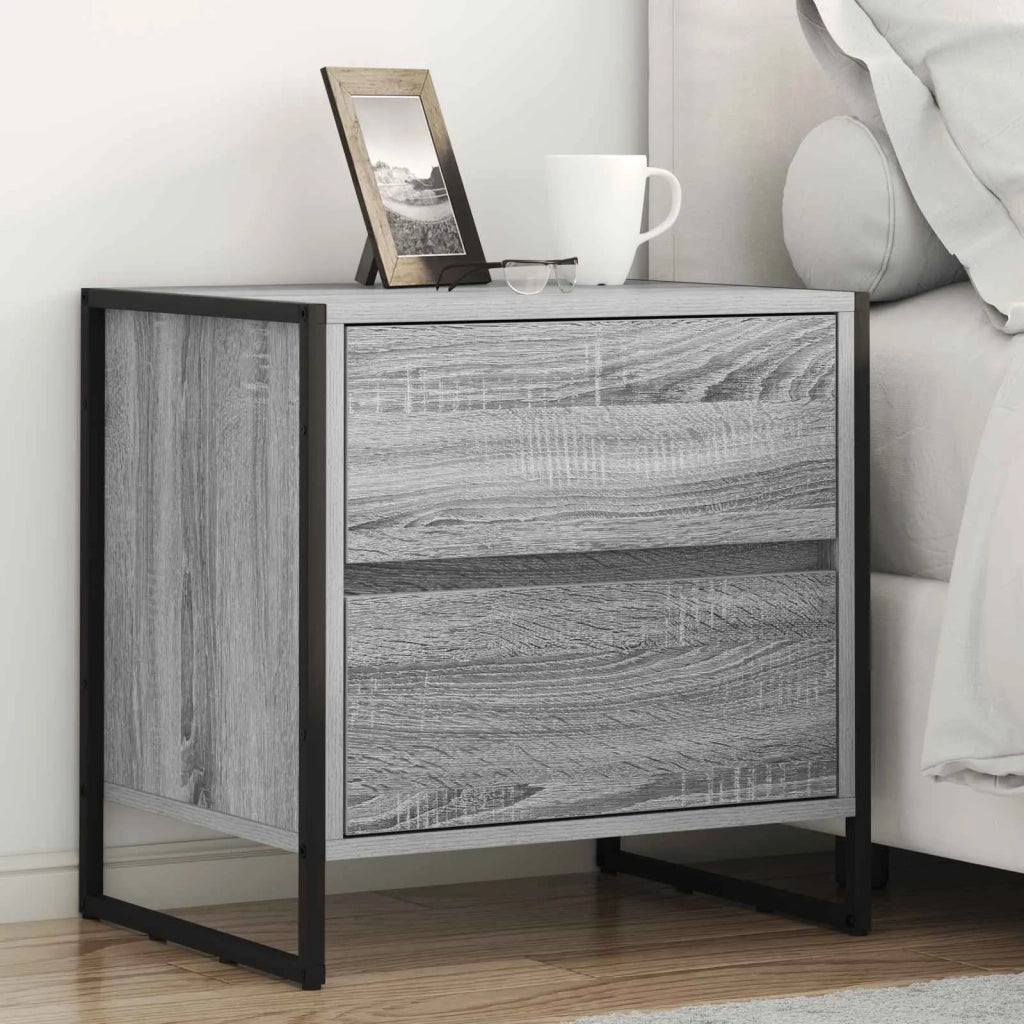 Comodino con cassetto 2 pcs Grigio Sonoma 50 x 39.5 x 50 cm