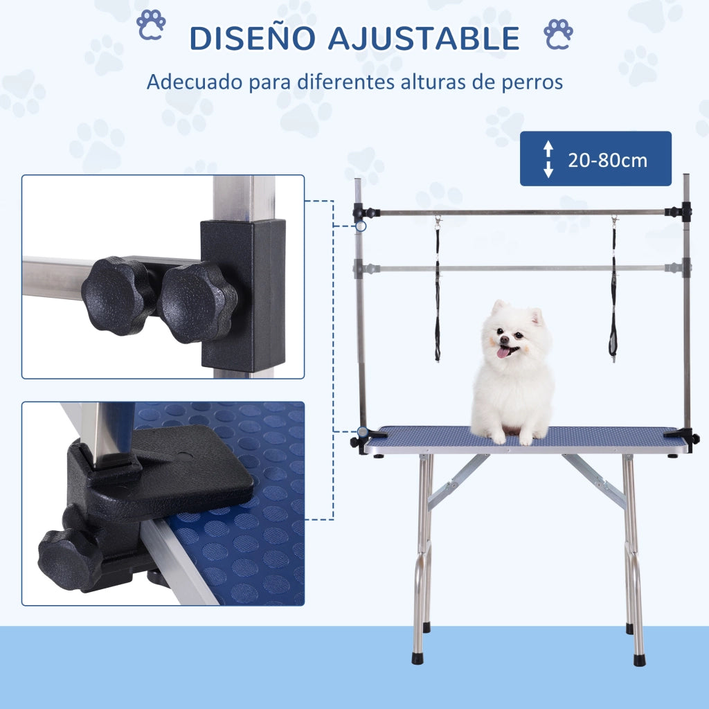 Tavolo da Toelettatura per Animali Pieghevole con Ripiano ¨C Xylo ¨C Acciaio Nero 107x60x170 cm