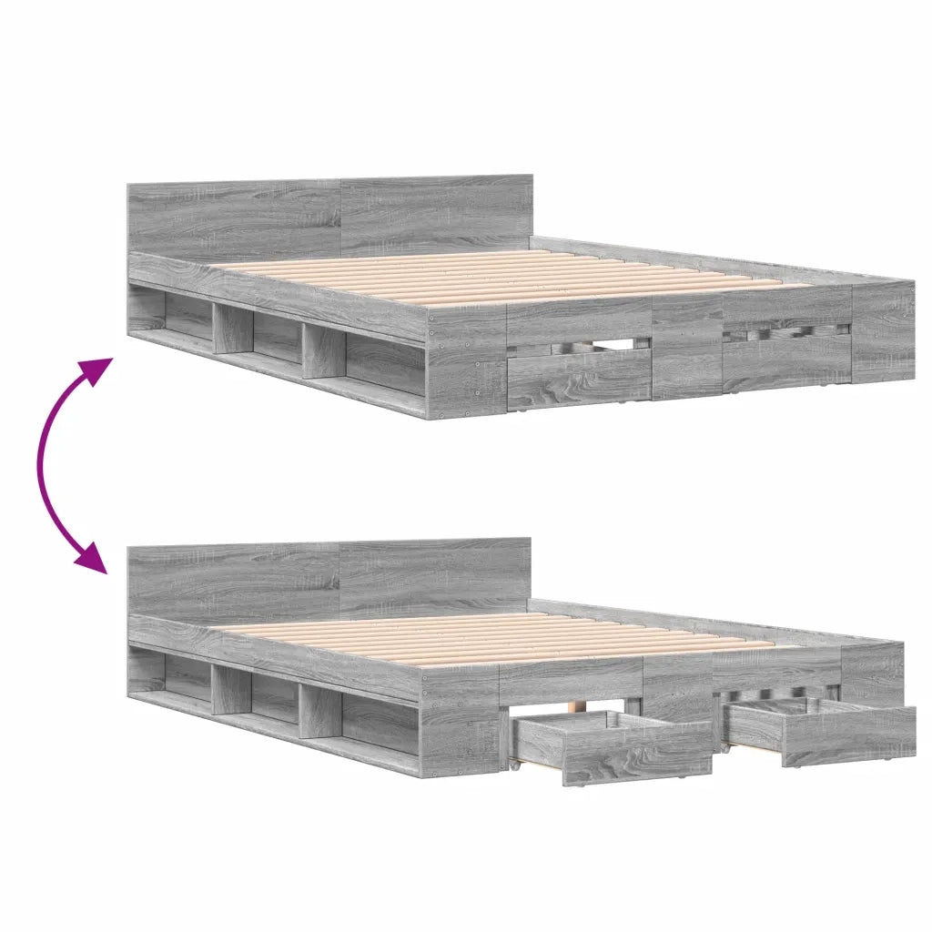 Giroletto Cassetti Grigio Sonoma 150x200 cm Legno Multistrato