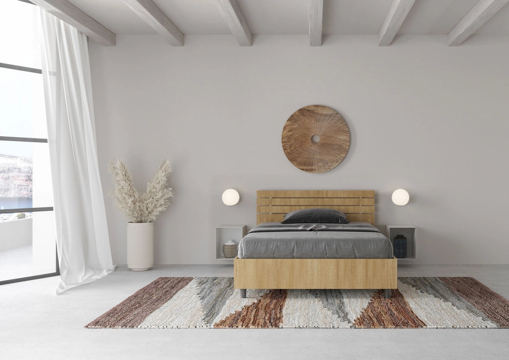 Letto una piazza e mezza contenitore 120x190 testata dritta con doghe quercia Ankel