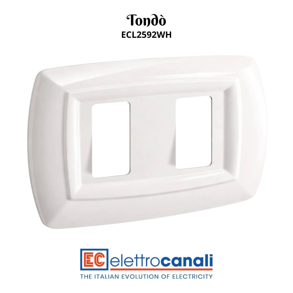 Placca elettrocanali tondò bianca 2 posti in tecnopolimero