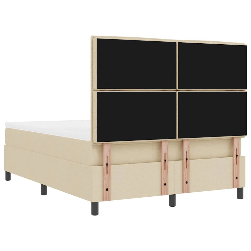 Letto a molle con materasso Crema 140 x 190 cm Tessuto 3339313