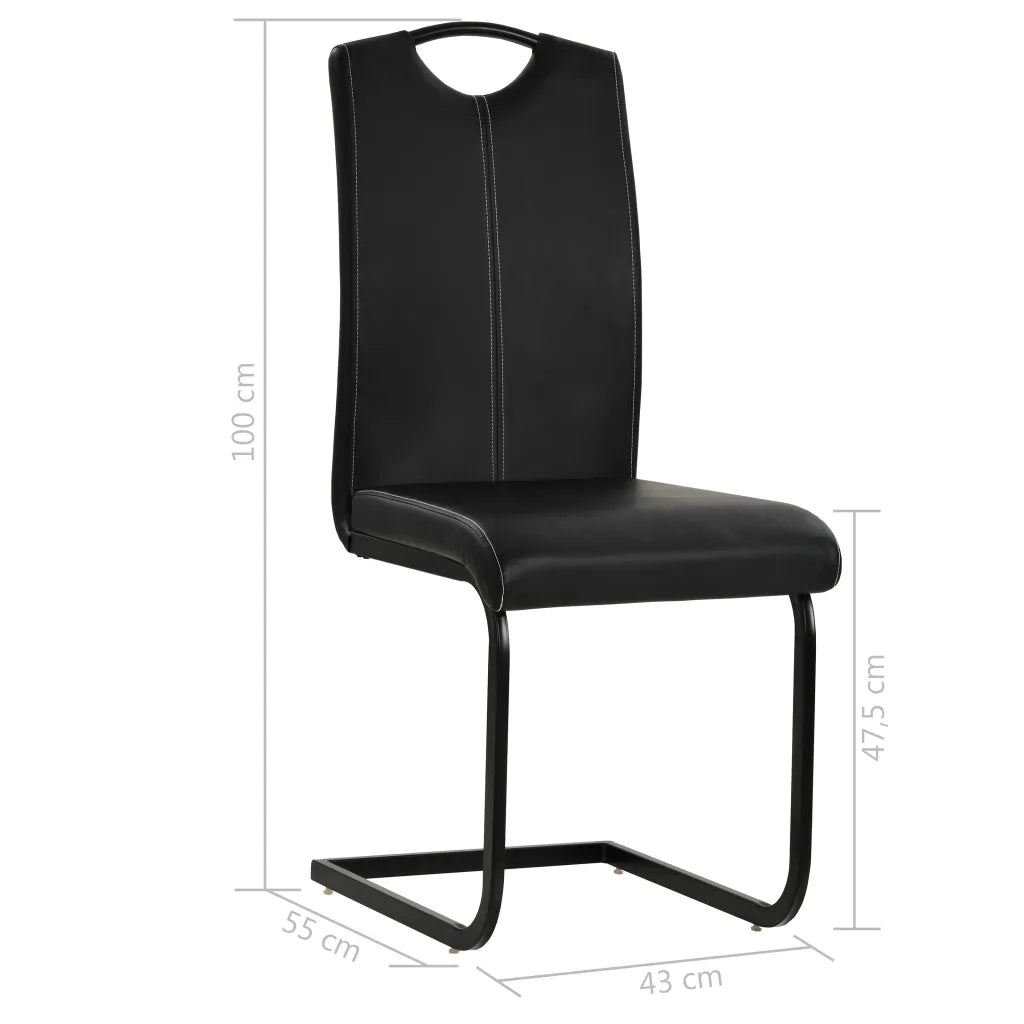 Sedie da Pranzo a Sbalzo 4 pz Nere in Similpelle cod mxl 8809