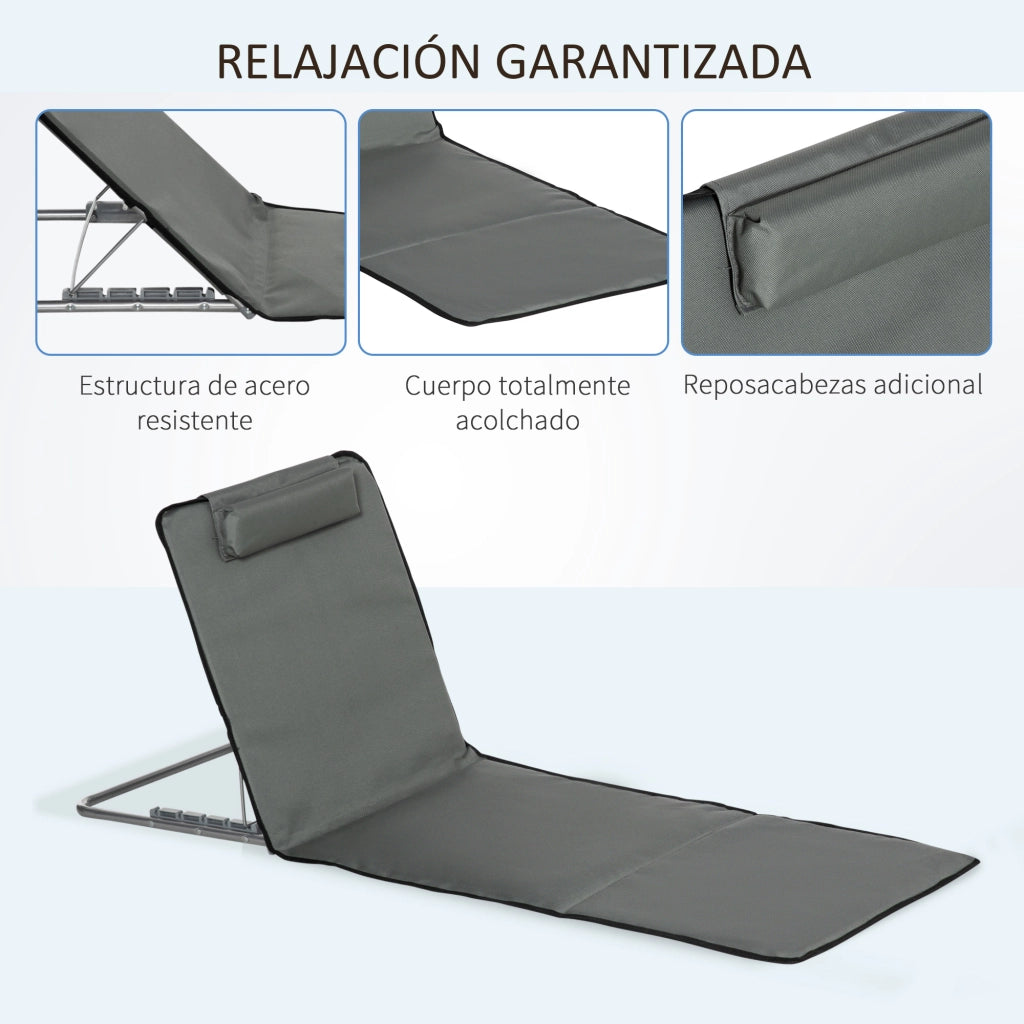 Set 2 Esterillas Pieghevoli da Giardino ¨C zephmum ¨C Grigio 124x53x45 cm