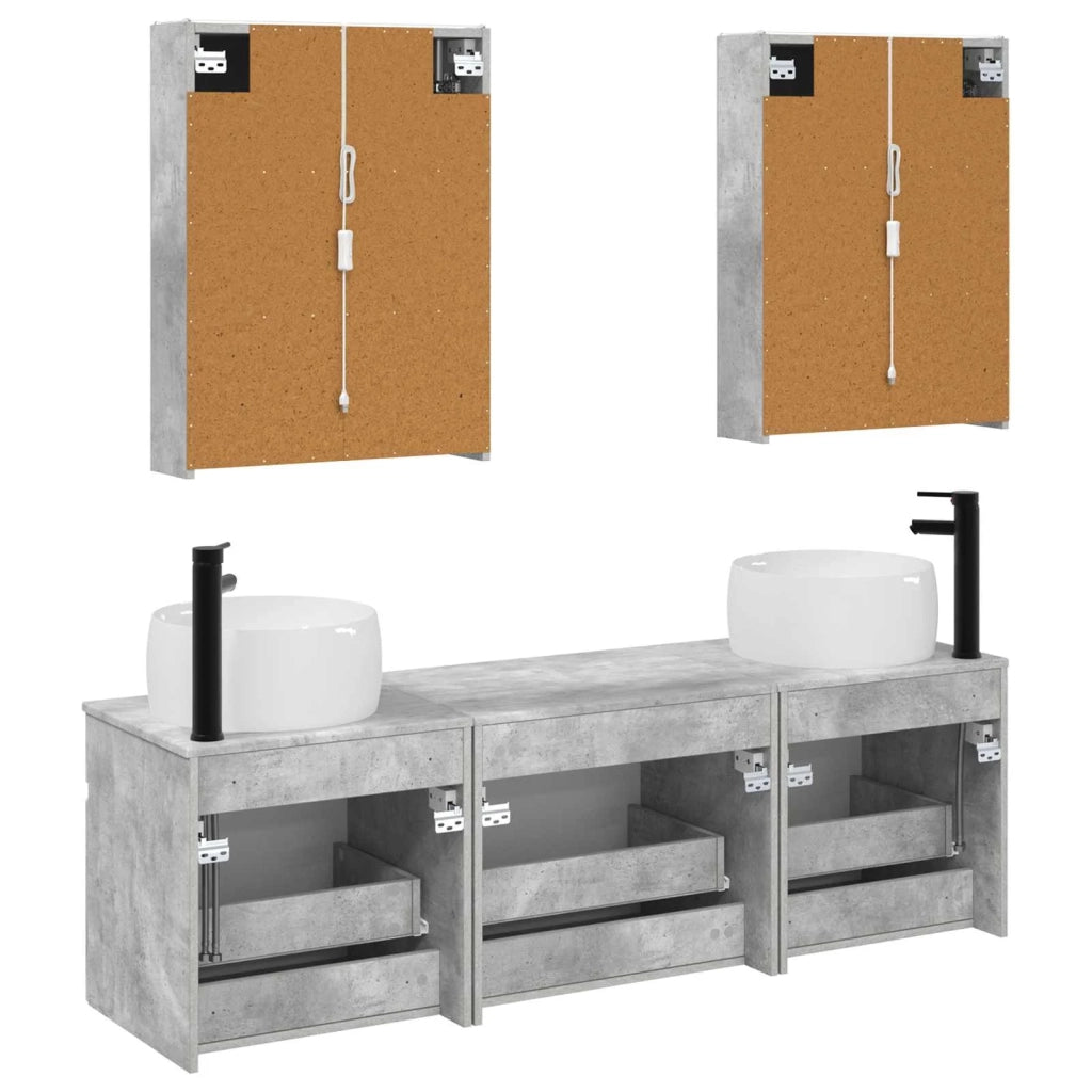 Set di Armadi da Bagno 5 pcs Grigio Cemento 53 x 15,5 x 70 cm 3406650