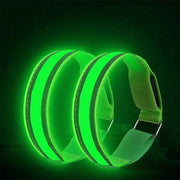 Polsbandelli LED riflettenti, 2-pack, verde, 3 livelli di illuminazione, polsbandelli riflettenti ricaricabili, attrezzatura riflettente per corsa, camminata e bicicletta in orario serale.