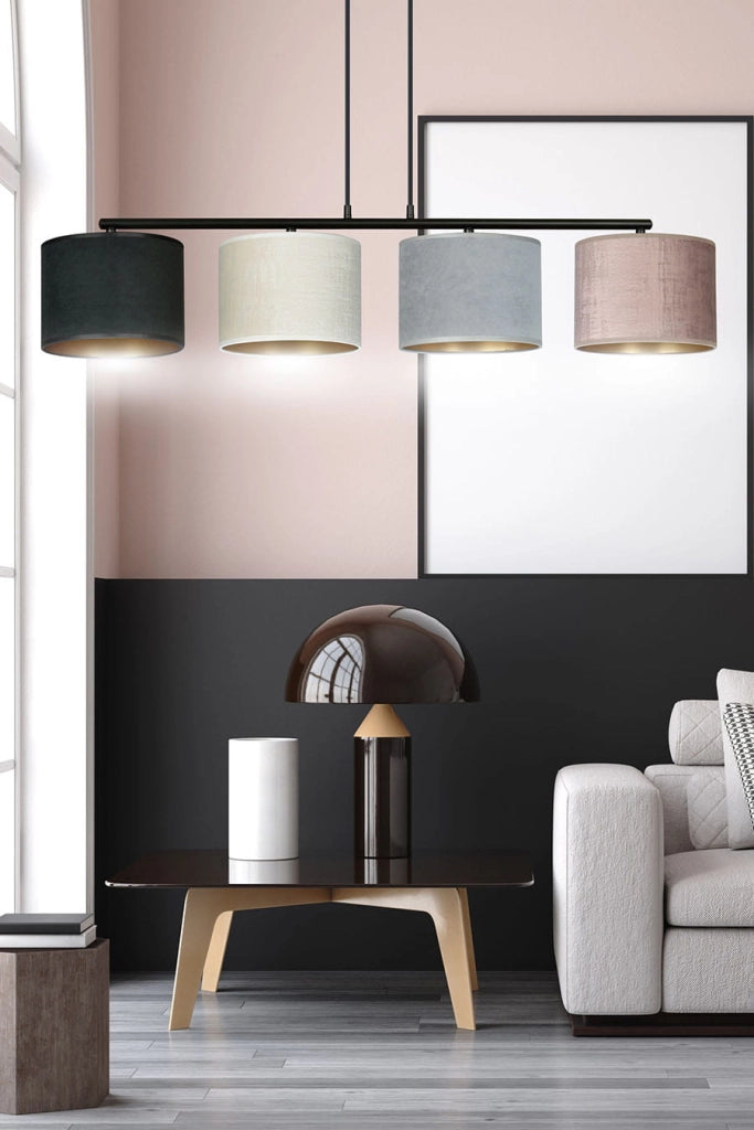 Lampadario Emibig Hilde 4xE27 nero in metallo tessuto