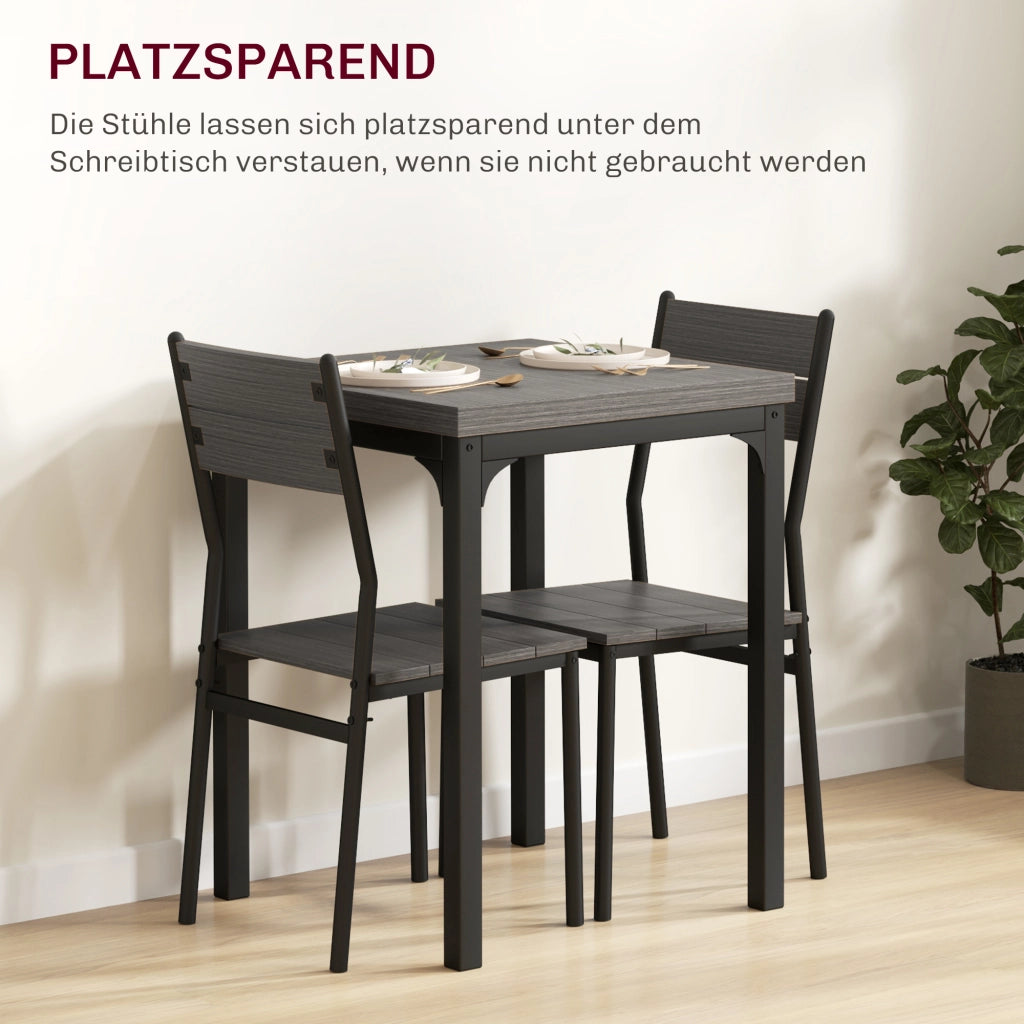 Tavolo da pranzo allungabile con sedie ¨C Minimal ¨C Grigio, MDF e metallo, 90x200 cm