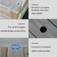 Fioriera da Esterno a 2 Livelli in Legno di Abete con Foro di Drenaggio, 115x114x76 cm