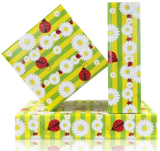 Pacco regalo per bambini - carta da confezione a ruota - 4 fogli - disegno fiorale