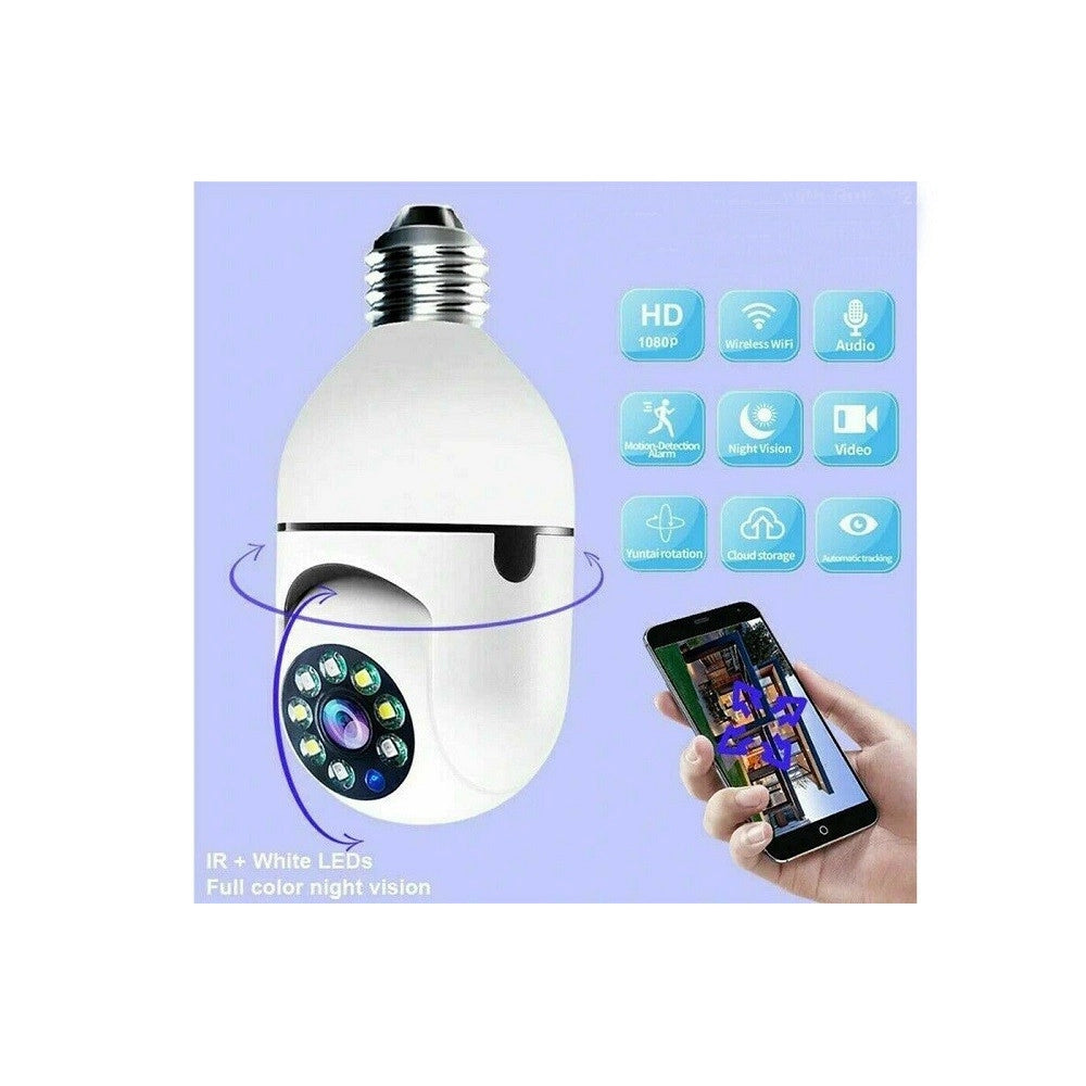 Trade Shop - Telecamera Ip Cam Lampadina Da Interno 360° Wifi E27 Videosorveglianza Jt8177 -