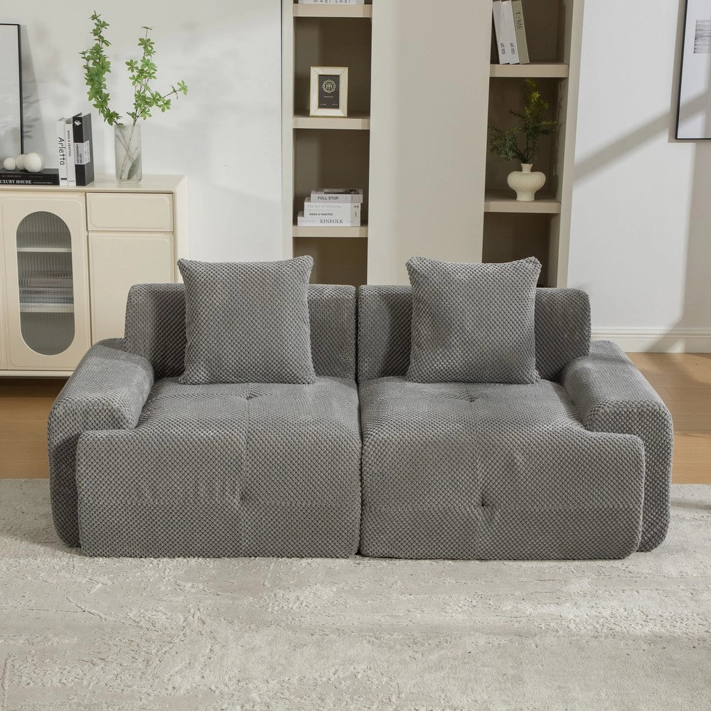 Divano Modulare in Tessuto Chenille ¨C MINIMAL ¨C Grigio, Morbido, Antimacchia