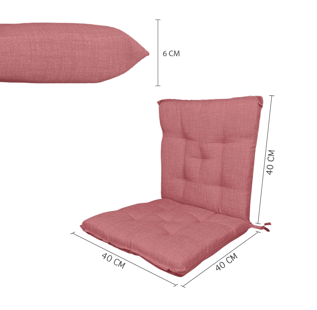 Set Cuscini Sedia Con Schienale Imbottiti Con Laccetti Banda Elastica 40 x 80 Cm Corallo - 2 Pezzi